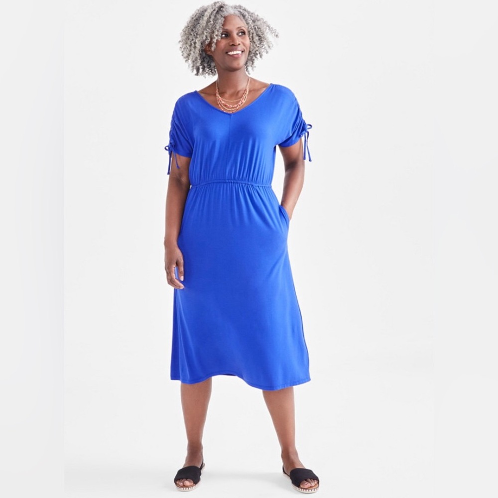 NWT Style & Company Ruched Sleeve Dress